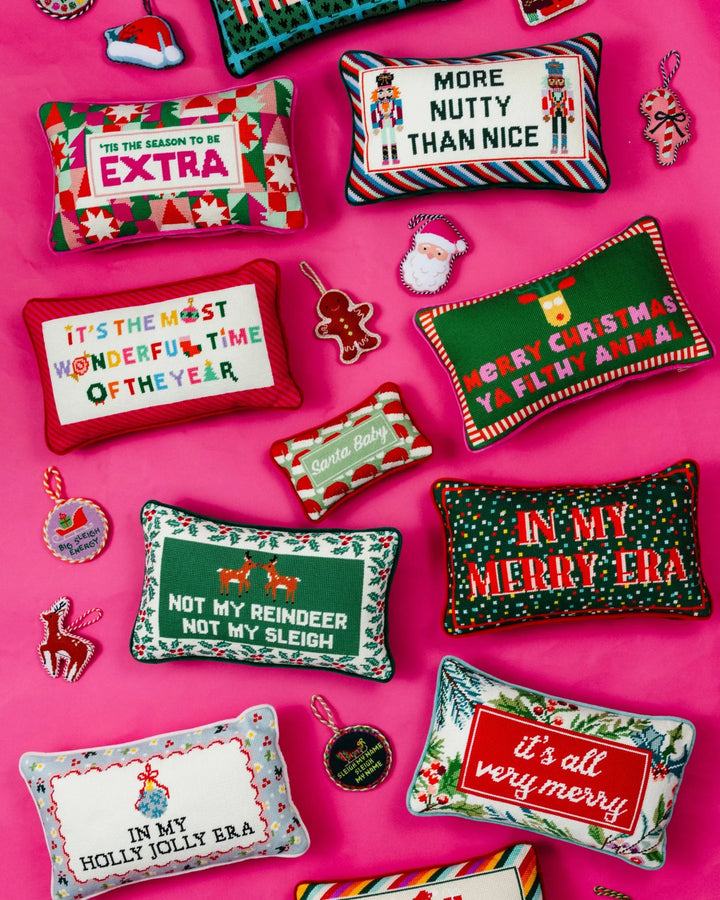 Santa Baby Mini Needlepoint Pillow