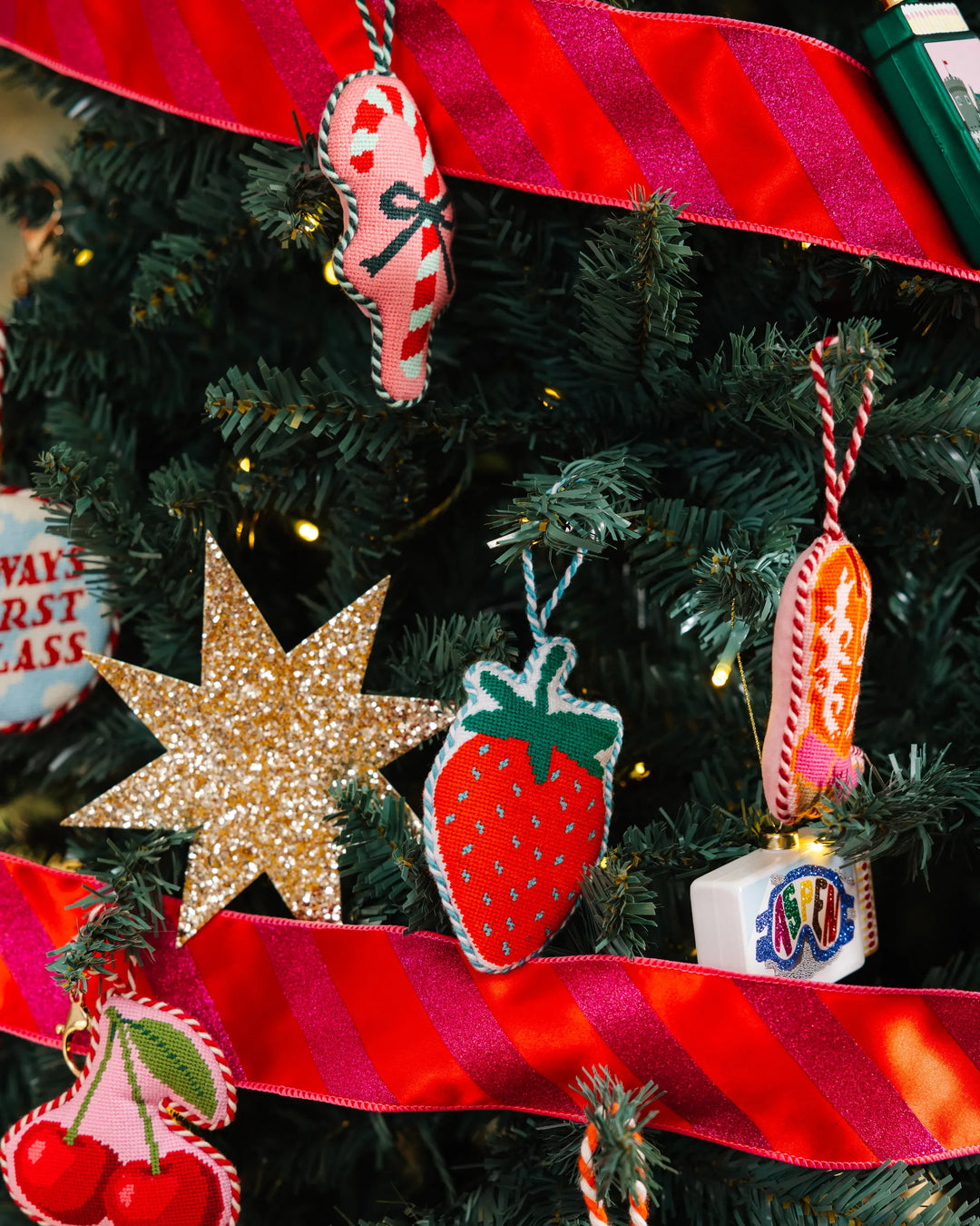 Needlepoint Icon Ornament - Strawberry