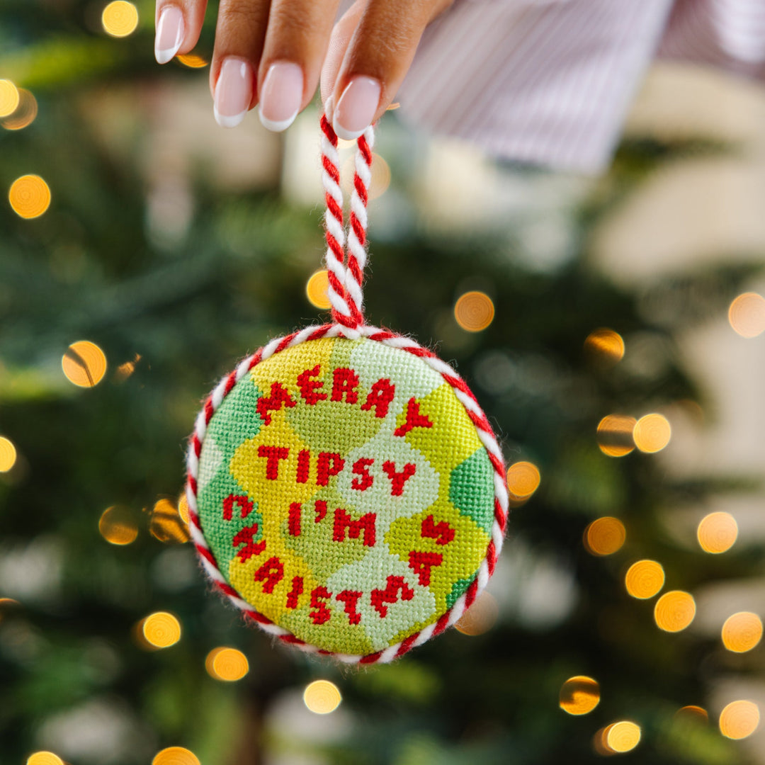 Needlepoint Ornament - Merry Tipsy