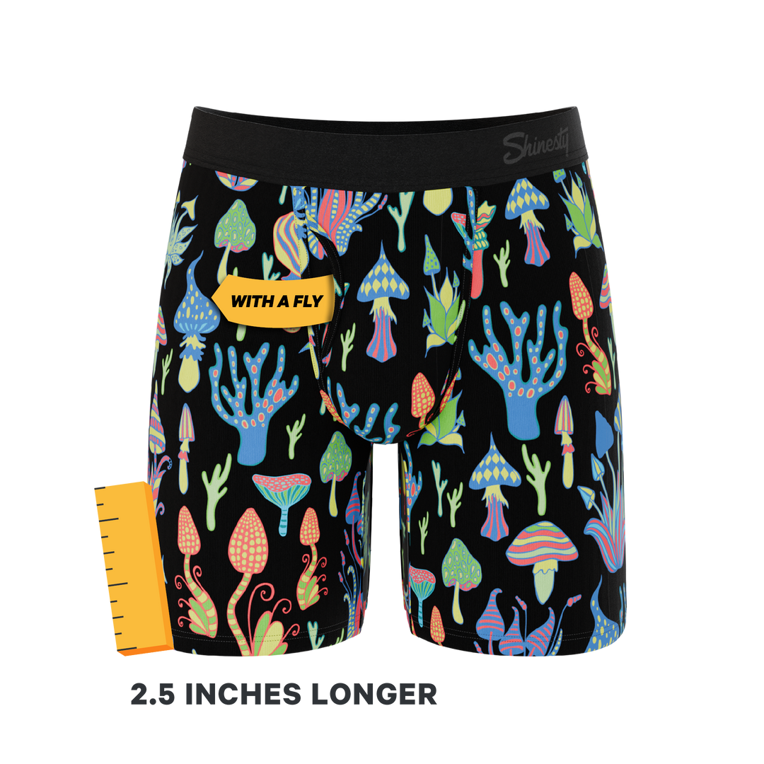 The Super Shroom | Neon Mushrooms Long Leg Ball Hammock® Pouch Underwear With Fly