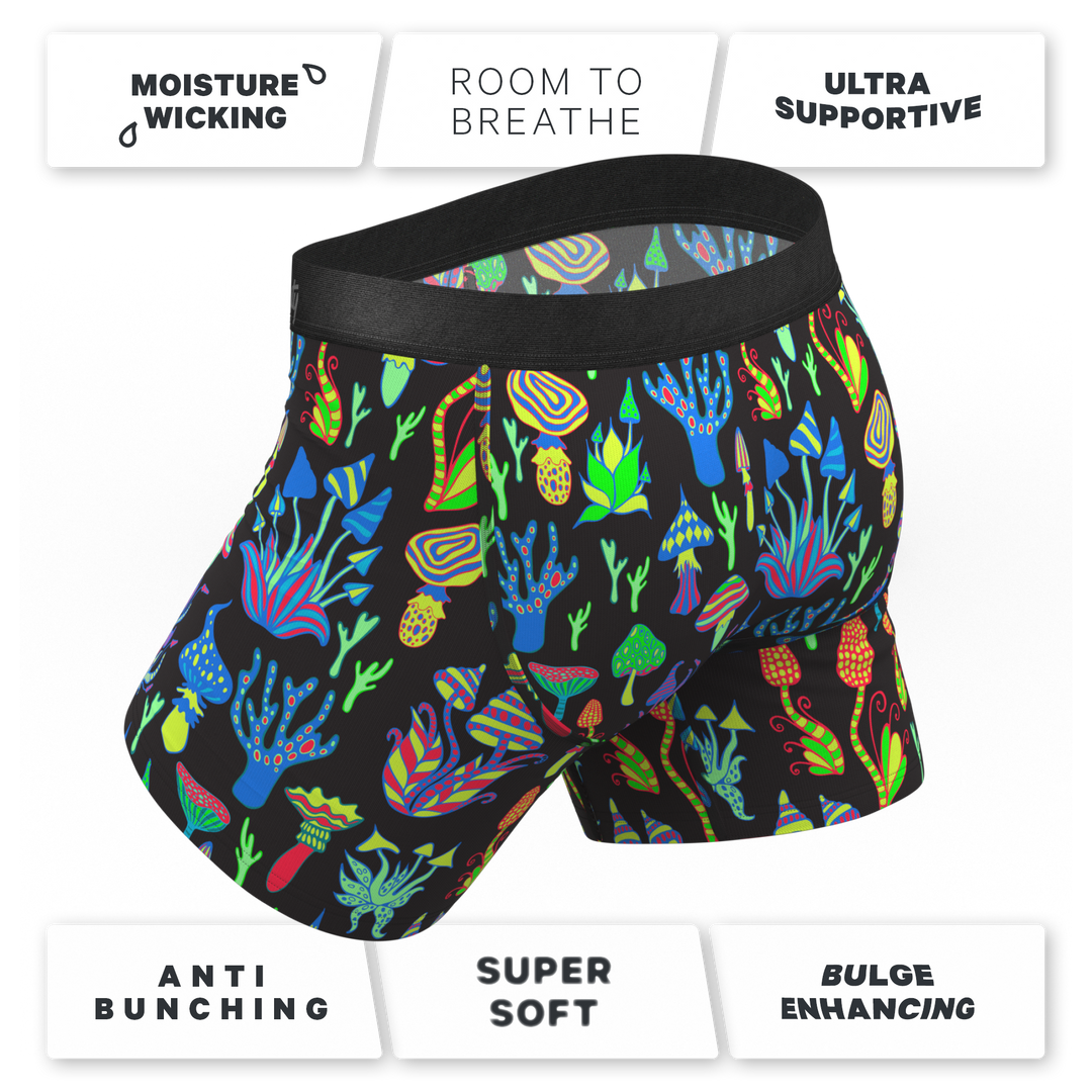 The Super Shroom | Neon Mushrooms Ball Hammock® Pouch Underwear With Fly