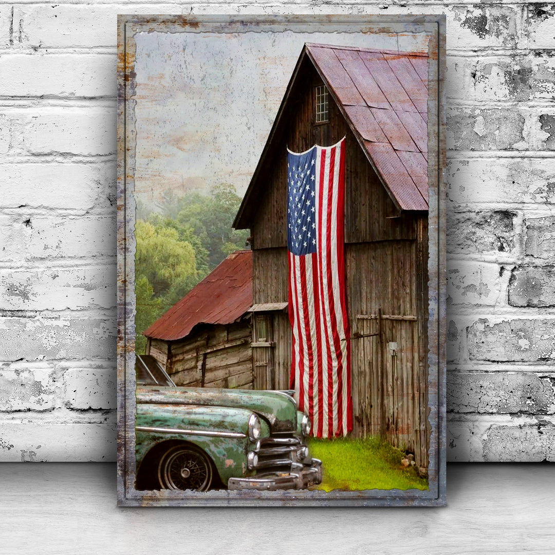 America Country Barn Canvas Wall Art