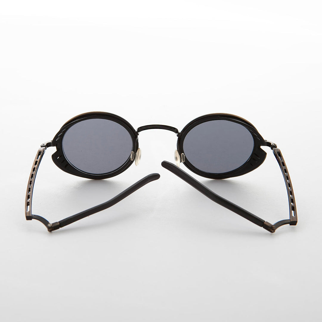 Round Side Shield Folding Sunglasses - Tesla