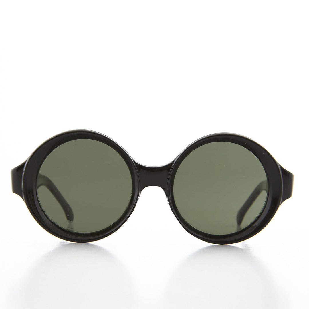 Big Round Mod Vintage Women's Sunglass with Beveled Frame - Trudy