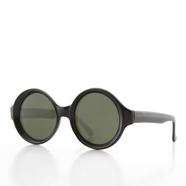 Big Round Mod Vintage Women's Sunglass with Beveled Frame - Trudy