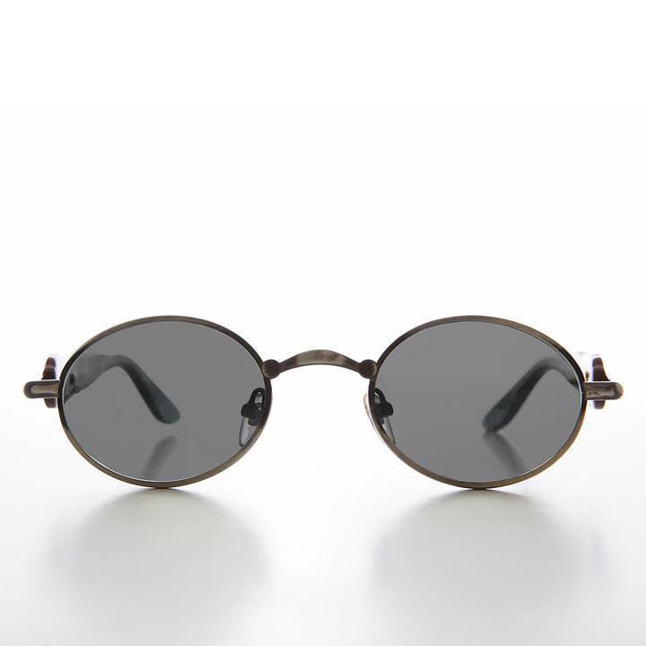 Unique 90s Oval Lens Vintage Sunglass Jagged Temple Design - Tweek