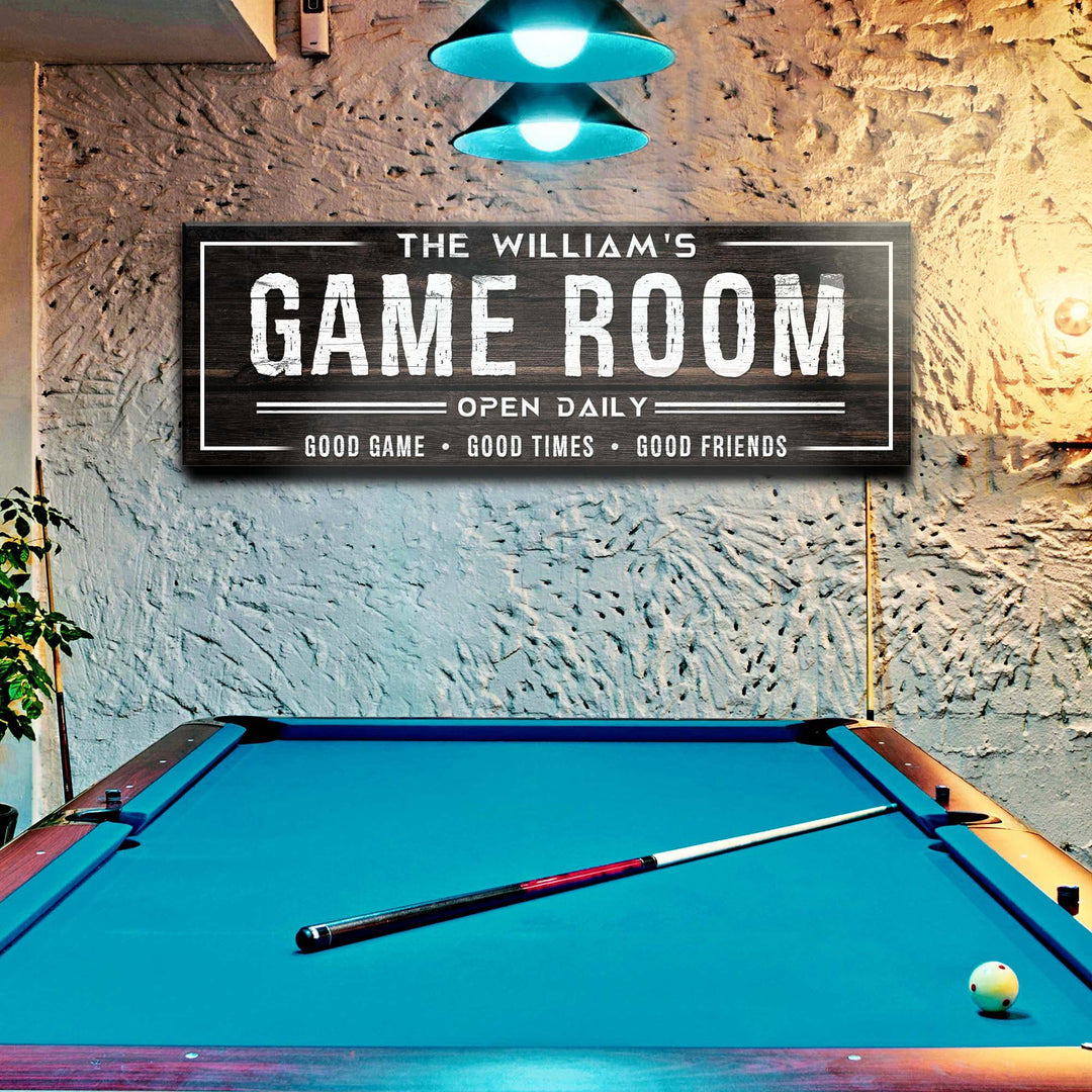 Game Room Dark Wood Sign