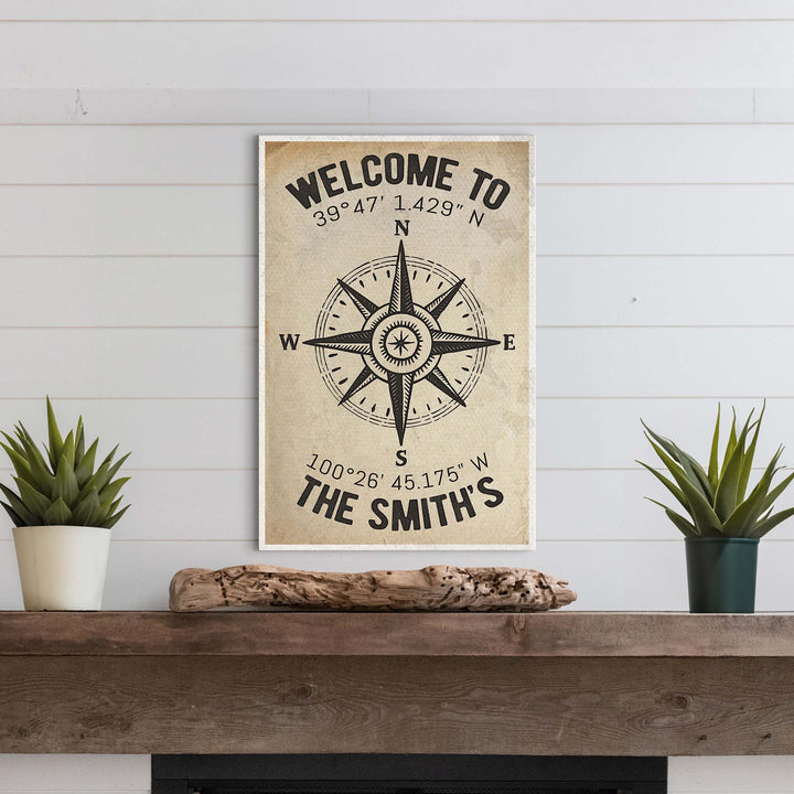 Welcome To Family Home Coordinates Sign