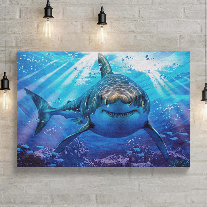 Underwater White Shark Canvas Wall Art