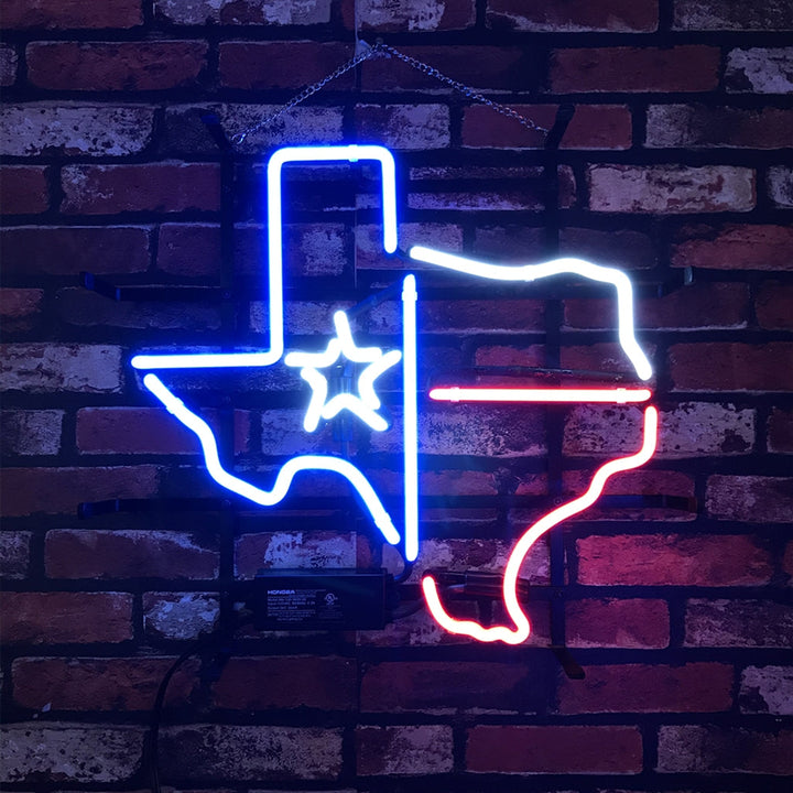 Texas Map with Lone Star Beer Neon Signs Light