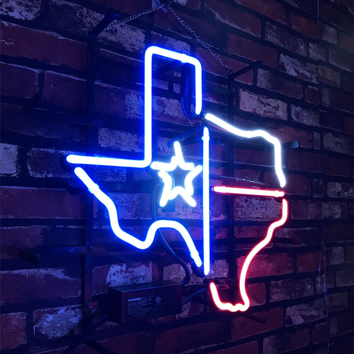 Texas Map with Lone Star Beer Neon Signs Light