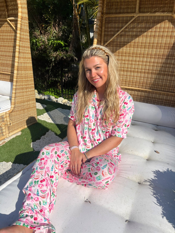 Pink Summer Spritz - Short Sleeve + Pant Pajama Set