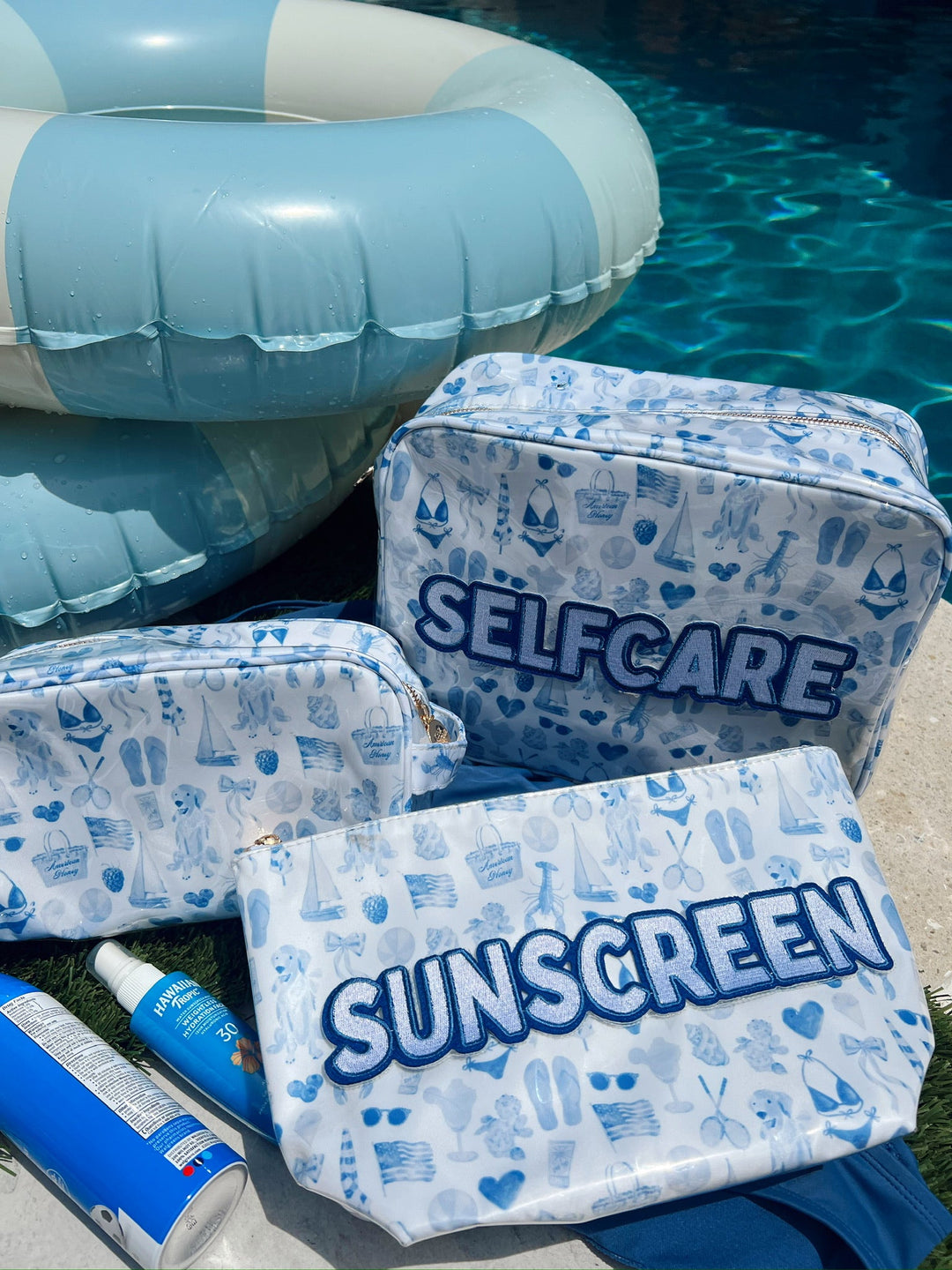 Sunscreen - Blue Americana Clear Coat Bag