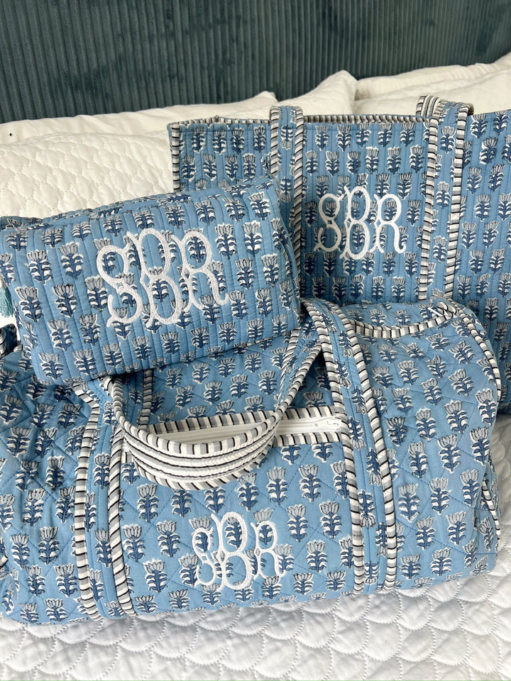 Quilted Block-Print Duffel Bag
