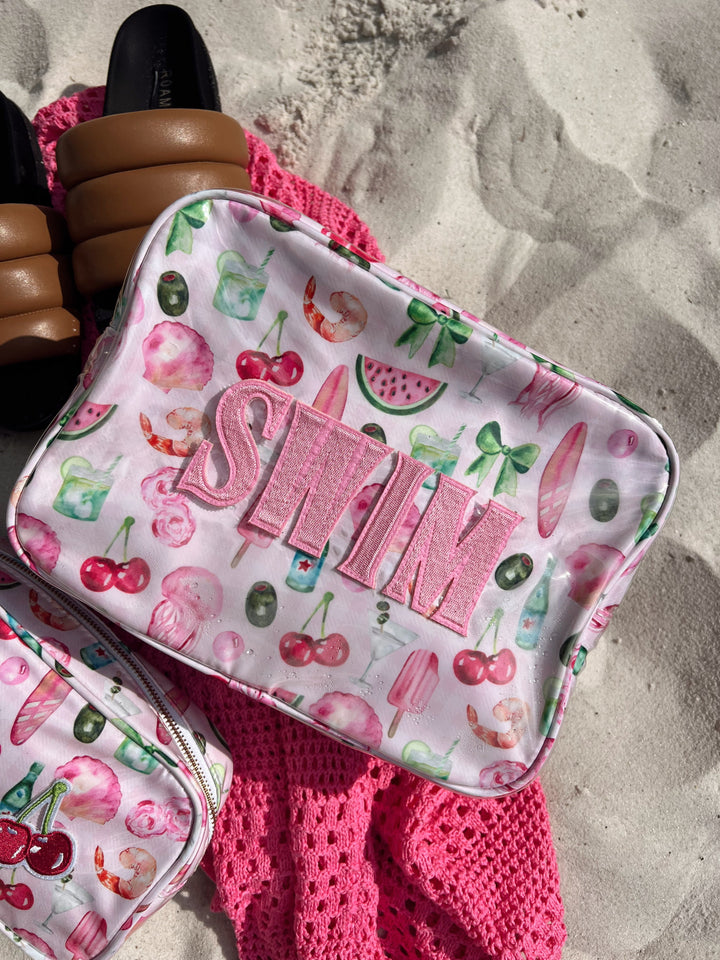 Swim - Pink Summer Spritz Clear Coat XL Bag