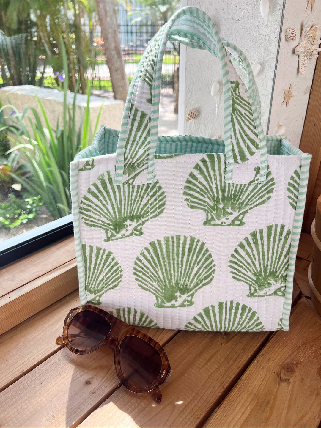 Quilted Block-Print Mini Tote Bag