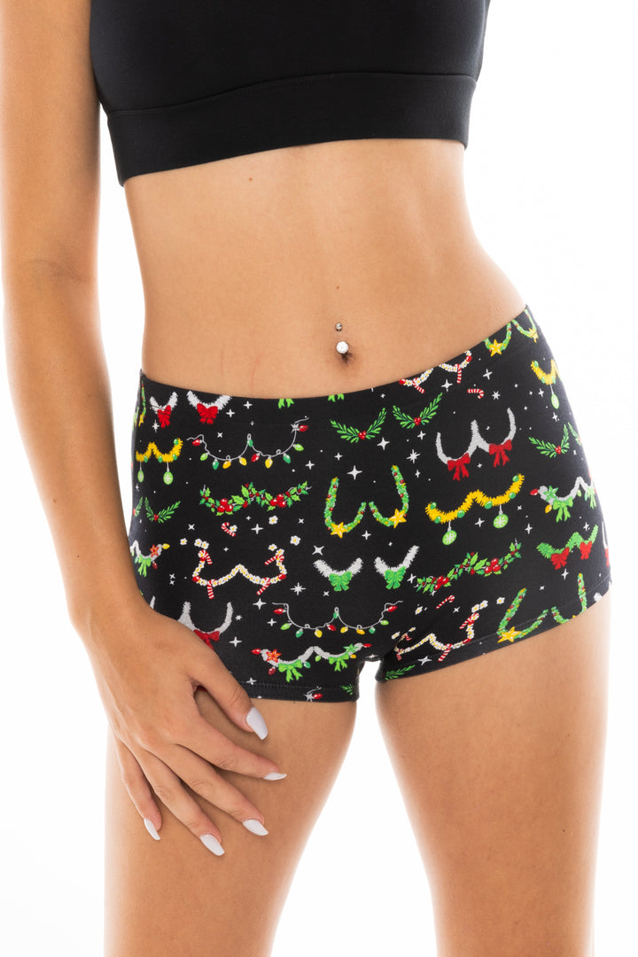 The Goodie Garland | Christmas Tinsel Busts Modal Boyshort Underwear