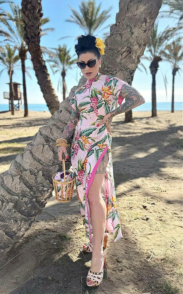 the Rockin' Tiki - with a Vixen Pink Leather and Leopard Slingback