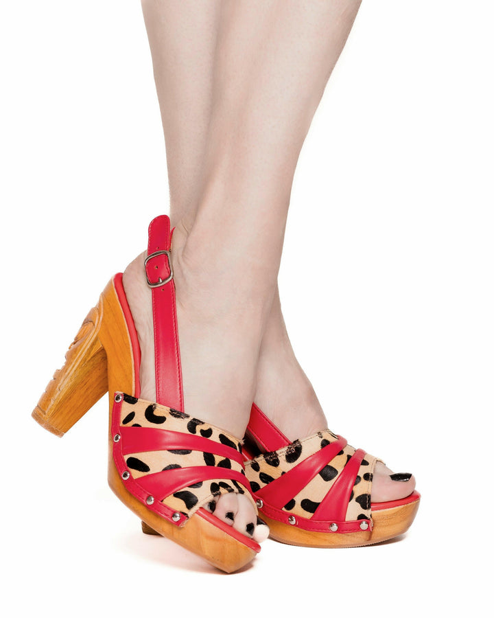 the Rockin' Tiki - with a Scarlette Red Leather and Leopard Slingback