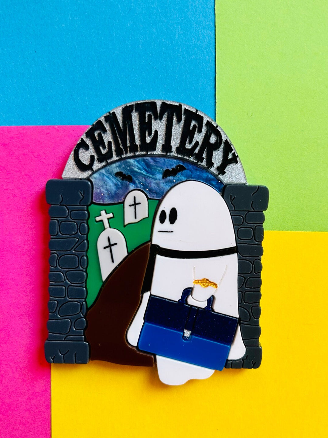 Time To Go To Work Acrylic Brooch by Makokot Design