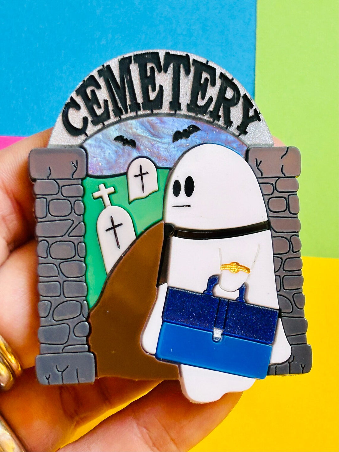 Time To Go To Work Acrylic Brooch by Makokot Design