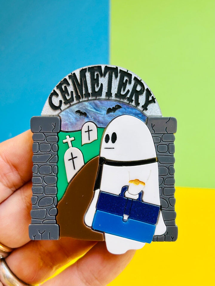 Time To Go To Work Acrylic Brooch by Makokot Design