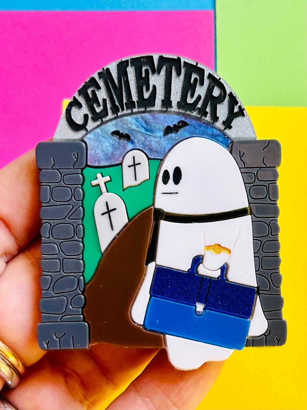 Time To Go To Work Acrylic Brooch by Makokot Design