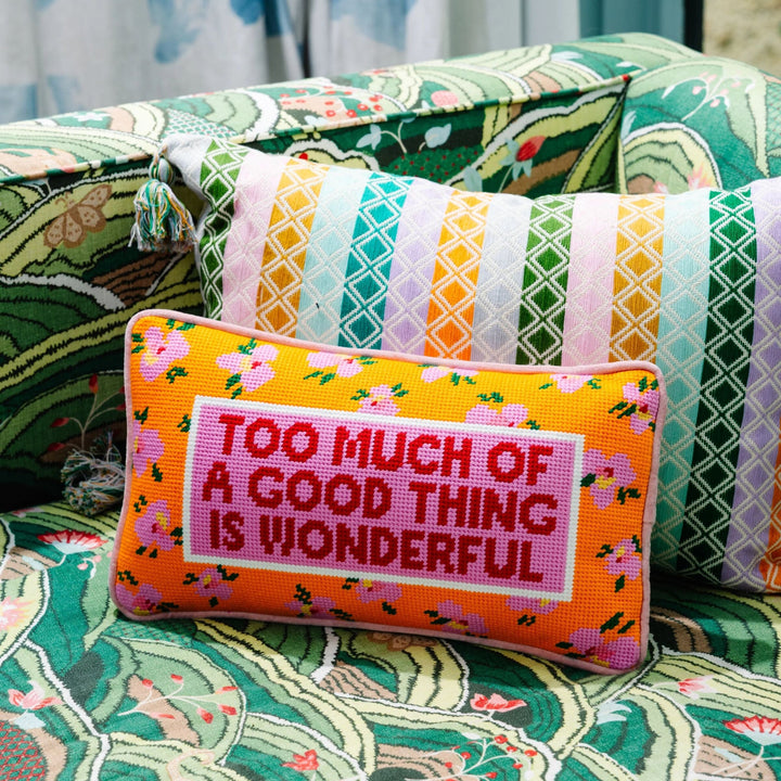 Too Much Needlepoint Pillow