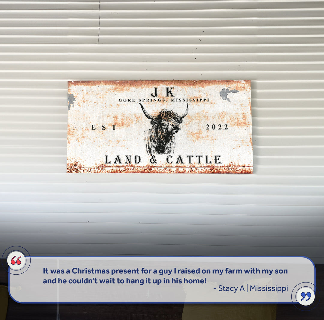 Land And Cattle Rustic Sign II