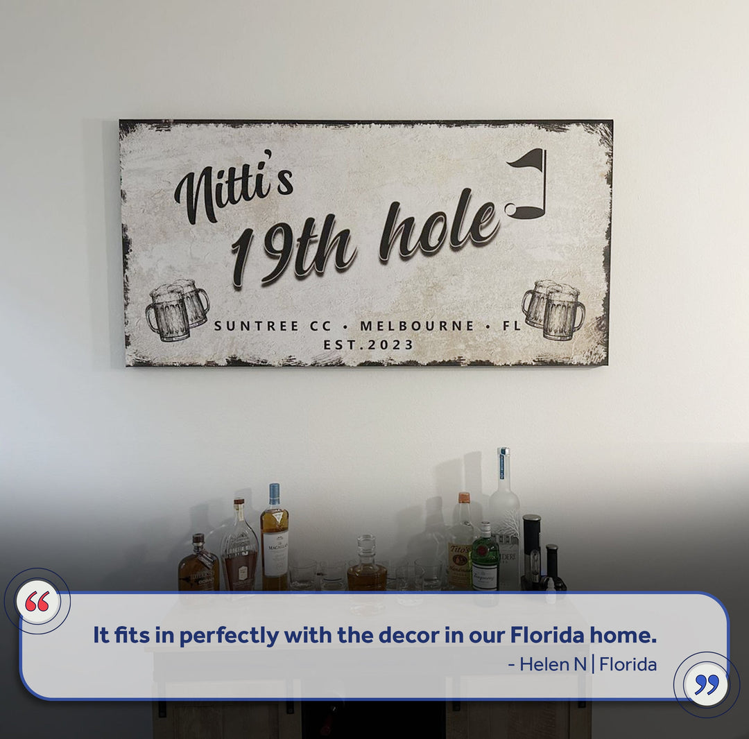 19th Hole Golf Personalized Sign III