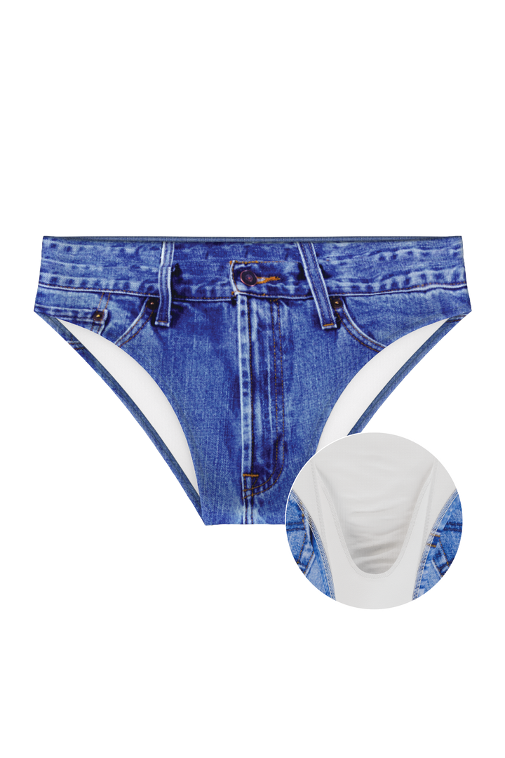 The Daytona Dong Sarong  | Denim Print Ball Hammock® Pouch Swim Briefs