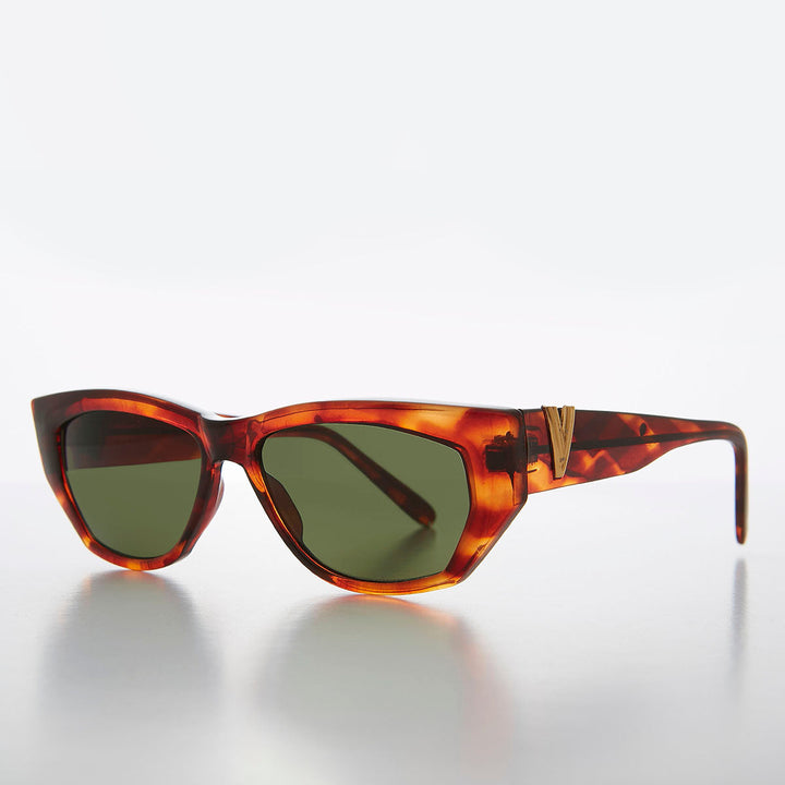Chunky Mod Street Style Vintage Sunglass with Gold Bling - Val