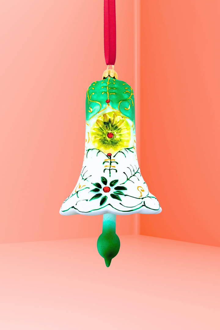 Verdant Bell Blown Glass Ornament