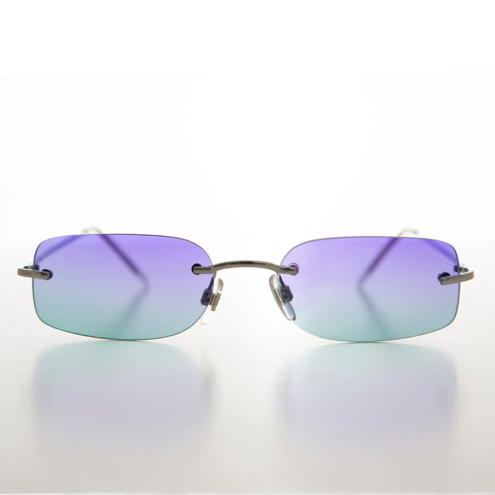 Rimless Rectangular Sunglass Tinted Lens - Vishnu