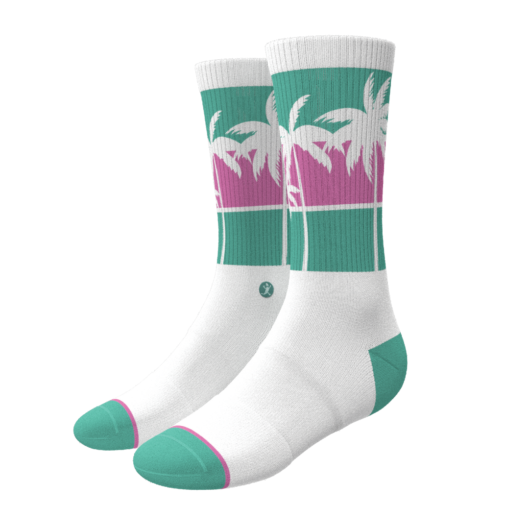 The Venice Beach | Palm Trees Heel Hammock™ Crew Socks