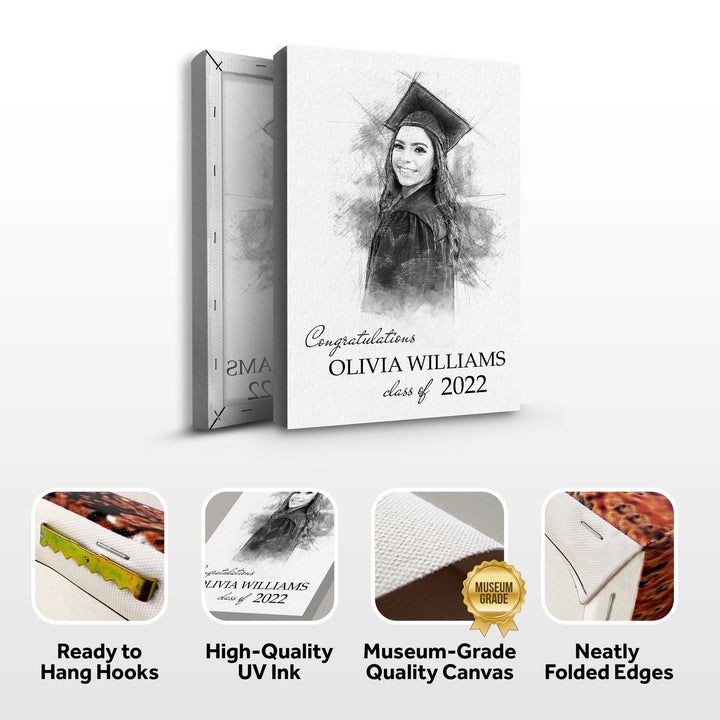 Graduation Photo Pencil Sketch Portrait Sign