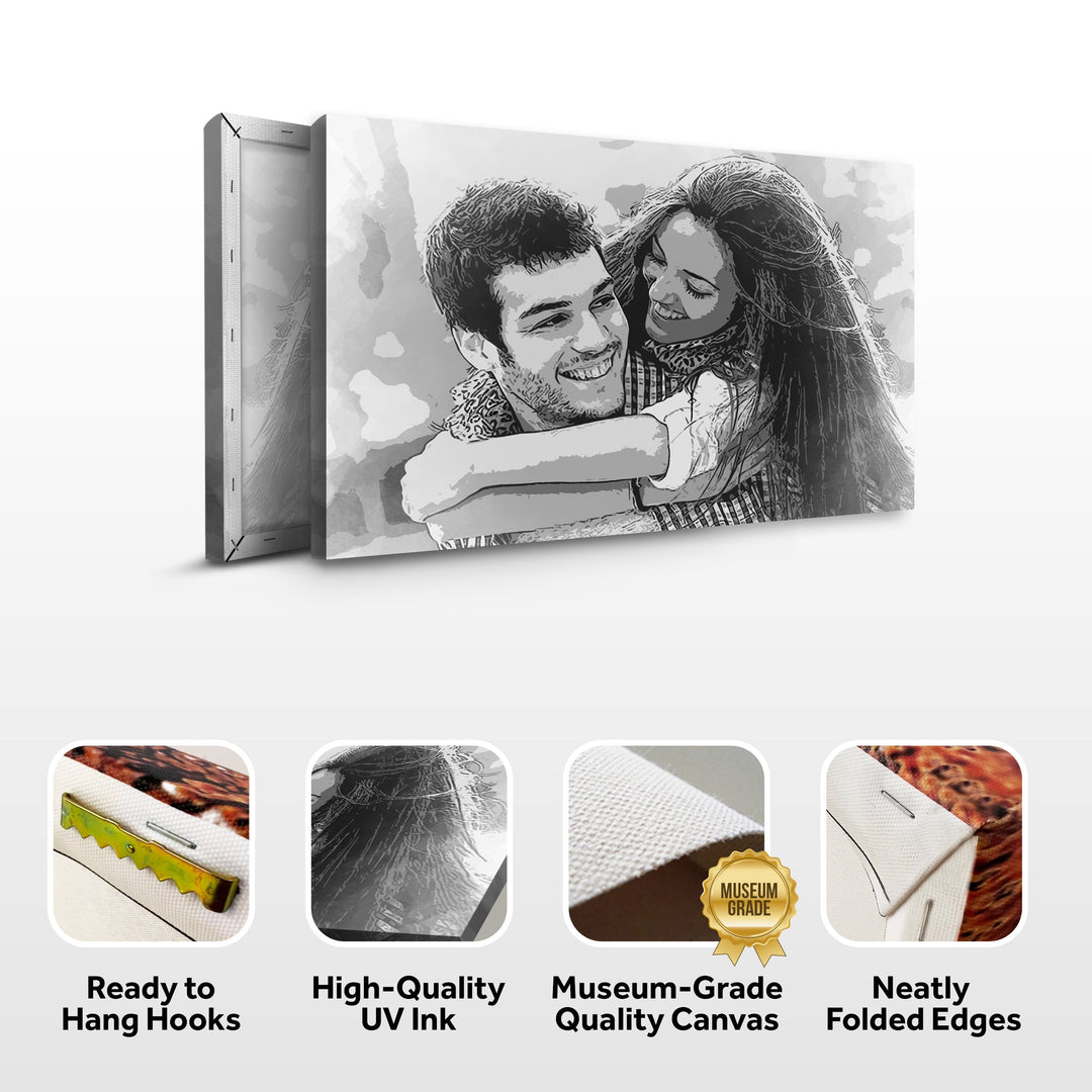 Couple Charcoal Portrait Sign