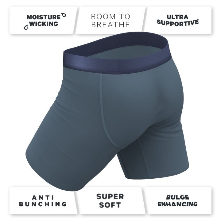 The Wake In The Lake | Tonal Teal Long Leg Ball Hammock® Pouch Underwear With Fly