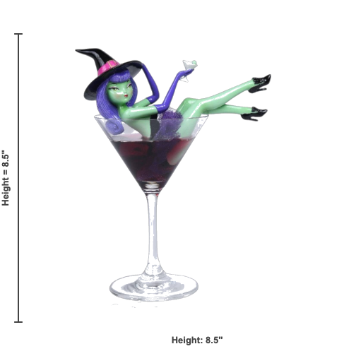 Wicked-Tini Purple Hair Witch in Martini Glass 8.5" Figurine | December Diamonds