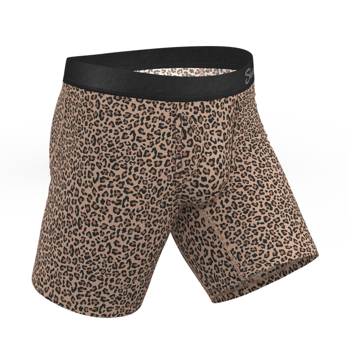 The Wild Cat | Leopard Print Long Leg Ball Hammock® Pouch Underwear With Fly