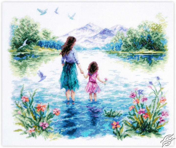 With Mom! Counted Cross Stitch Kit by Magic Needle 70-60