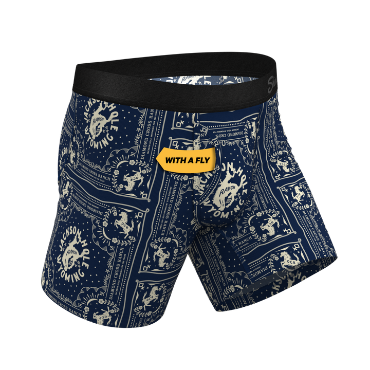 The Wrangle 'Em | Blue Bandana Shinesty x Diamond Cross Ranch Ball Hammock® Pouch Underwear With Fly