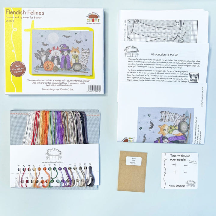 Fiendish Felines XKTB19 Counted Cross Stitch Kit