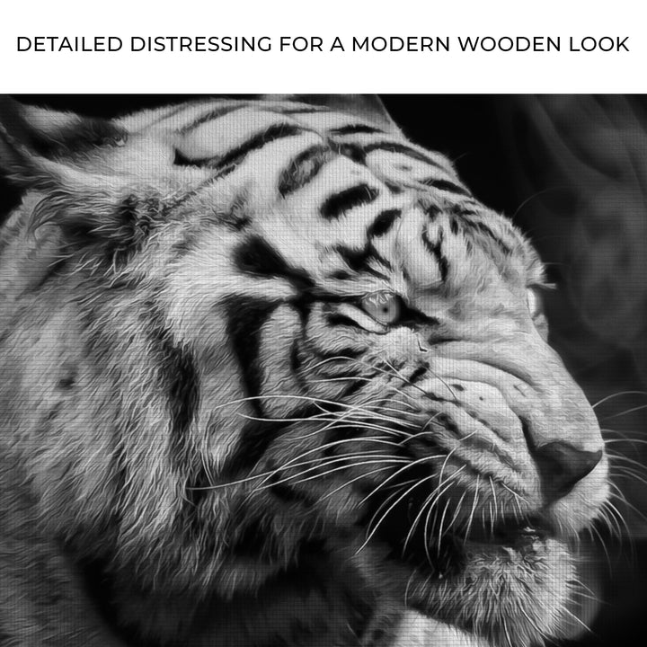 Black And White Smoking Tiger Canvas Wall Art