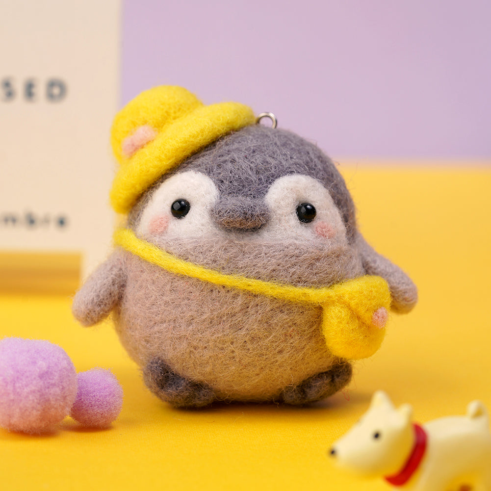 Casual Penguin Needle Felting Kit. Wizardi DIY Wool Craft Kit F07N8-W117