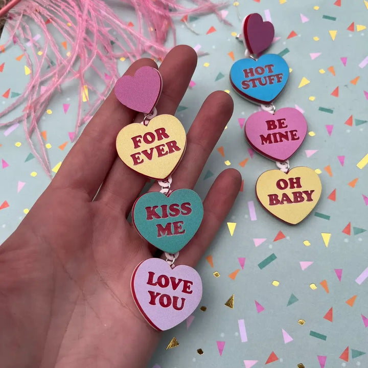 Valentine's Day Conversation Heart Statement Earrings