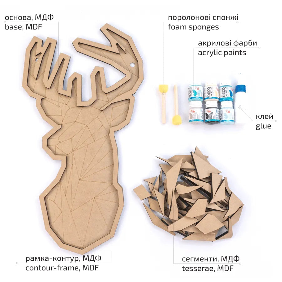 Rosa Talent Deer - Painting Your Puzzle Art Kit. MDF Mosaic Panel 10.24*19.29 inches.