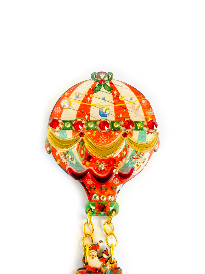 Christmas Hot Air Balloon Brooch by Rosie Rose Parker