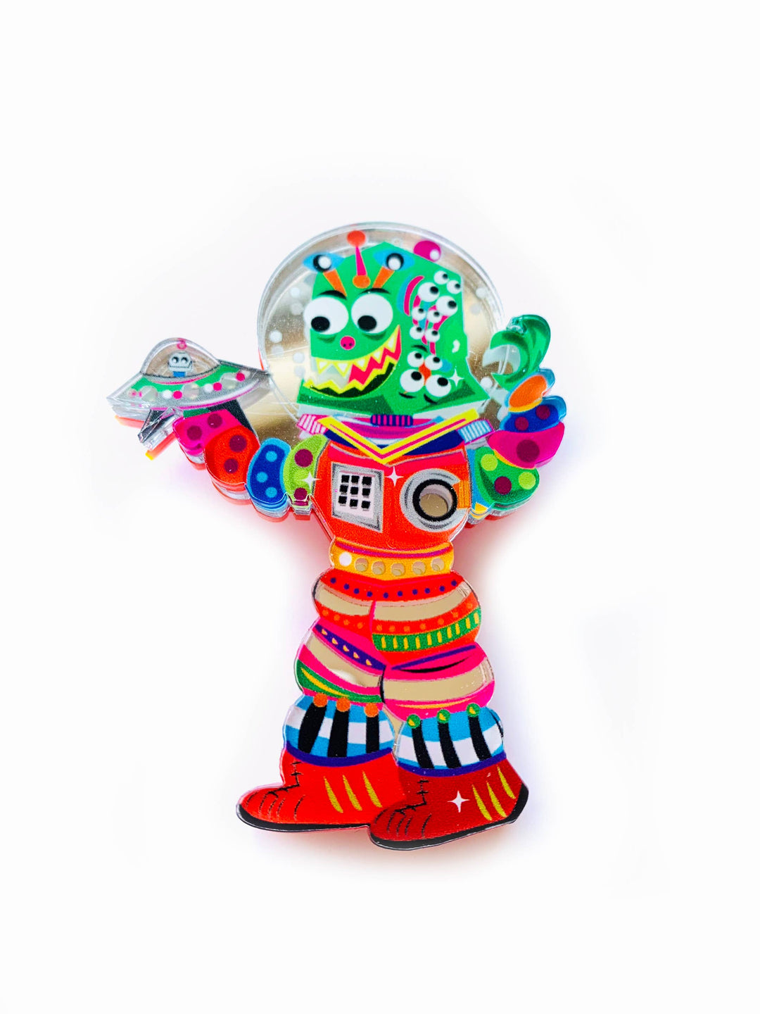 Retro Alien Robot Brooch by Rosie Rose Parker