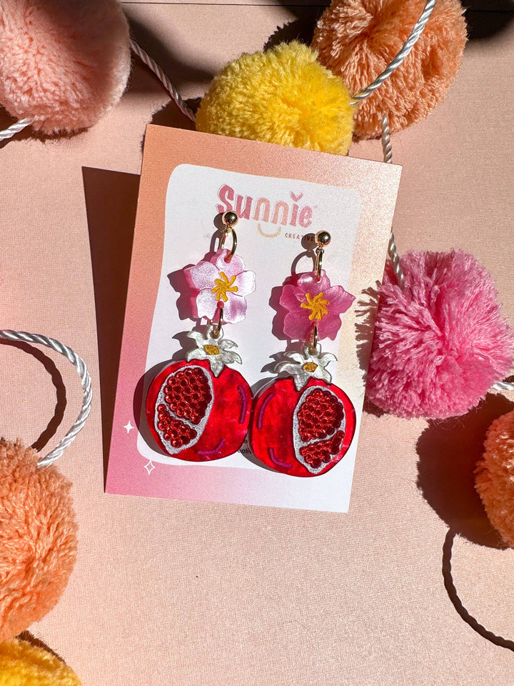 Pomegranate Acrylic Dangle Earrings